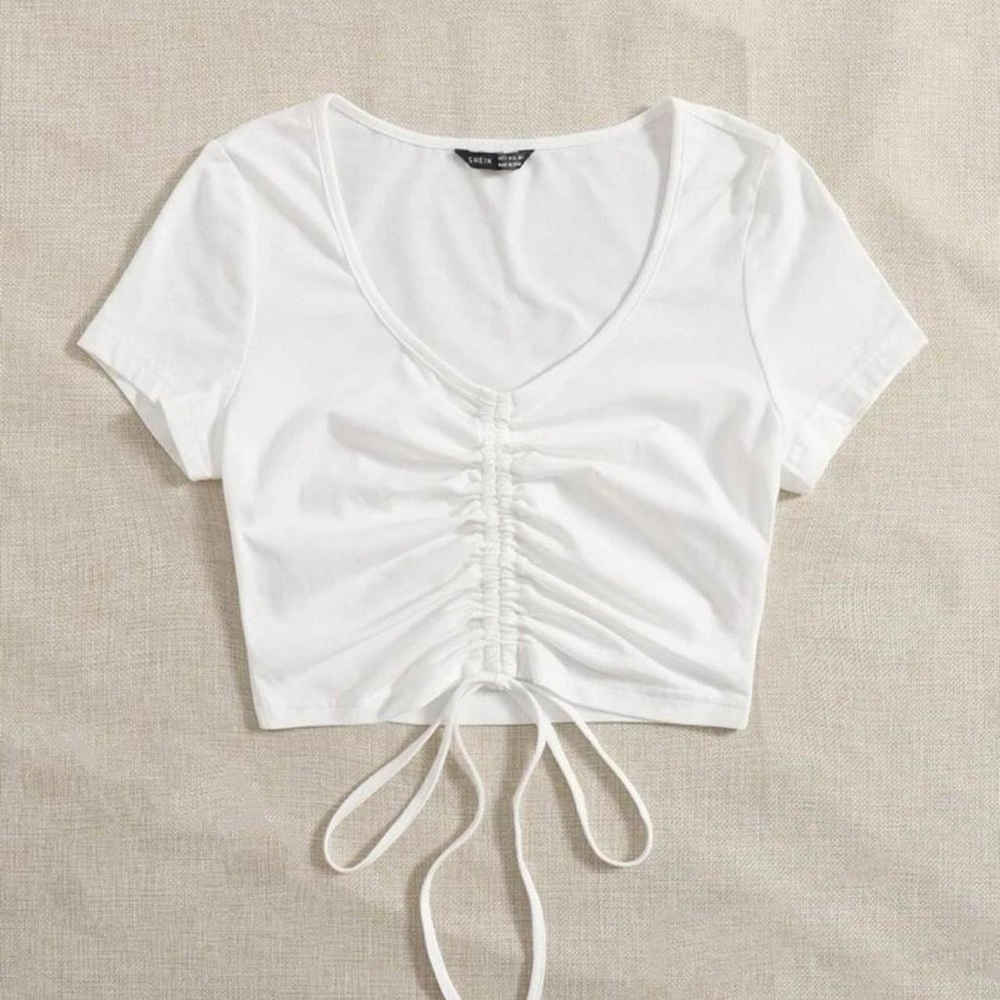 never worn white rutched tee shirt